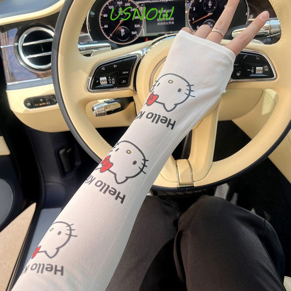 Găng Tay Chống Nắng Tia UV Co Giãn In Họa Tiết Hoạt Hình Gấu / Dâu Tây Dễ Thương Thời Trang Mùa Hè Cho Nữ