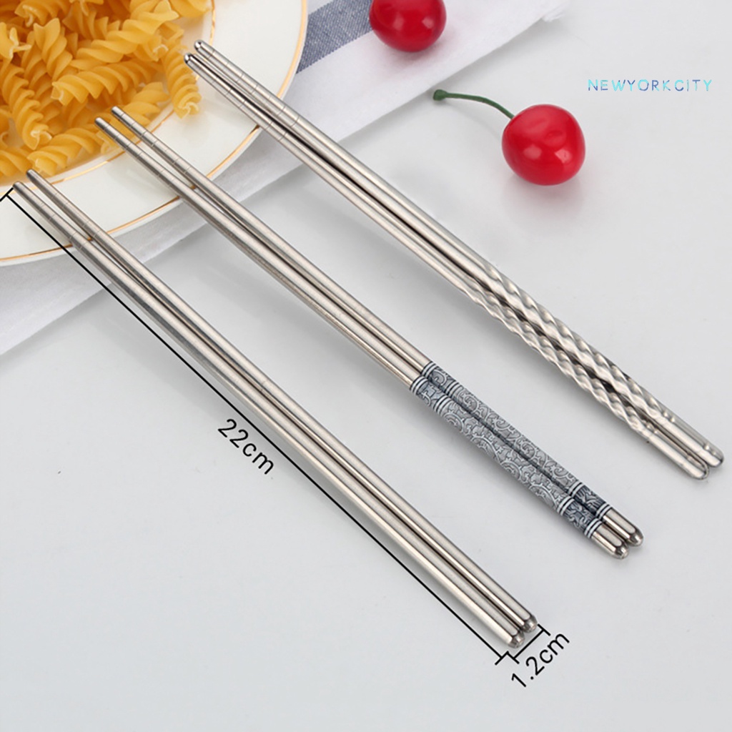 Set 3 Đôi Đũa Inox Chống Trượt In Hình Hoa NY Độc Đáo Tiện Dụng