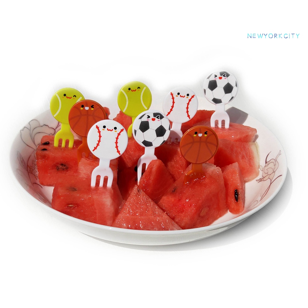 Set 8 Nĩa Ăn Trái Cây Hình Quả Bóng Bằng Nhựa Không BPA