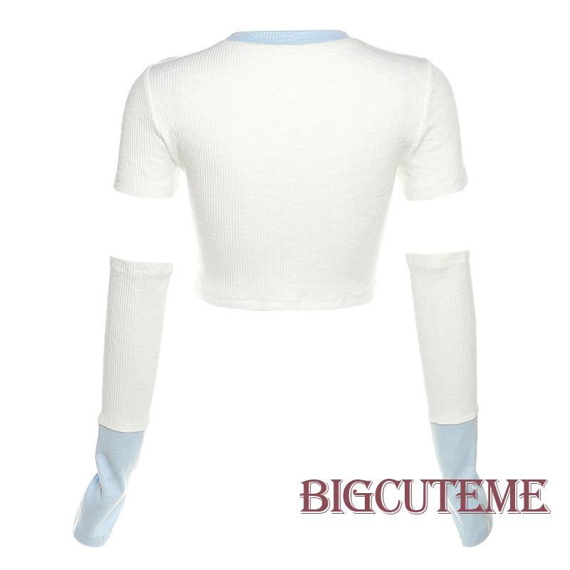 Áo Thun Crop Top Tay Ngắn Cổ Tròn In Hình Mèo Thời Trang Mùa Hè Dành Cho Nữ