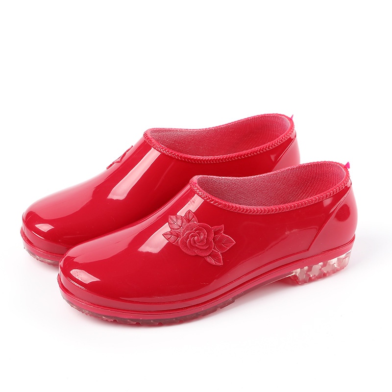 Giày Bốt Cao Su Đi Mưa Màu Trơn Cổ Thấp Thời Trang Mùa Hè Cho Nữ