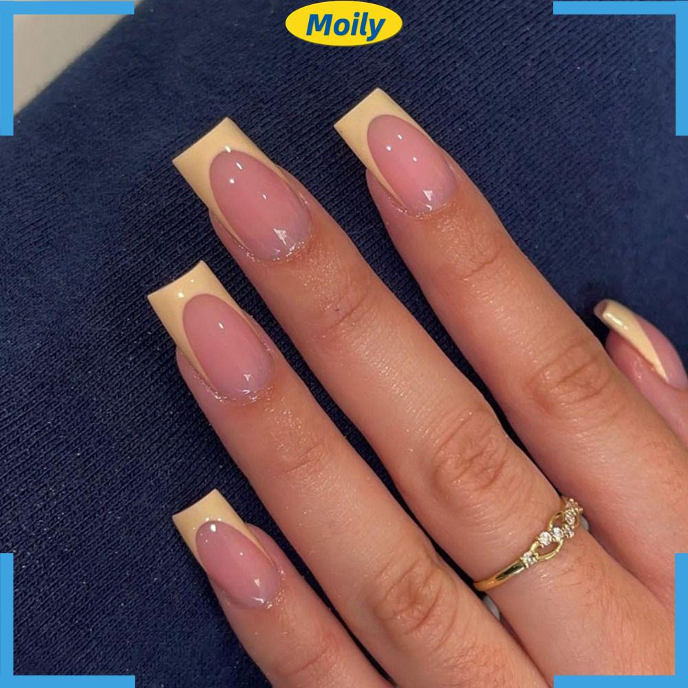 Set 24 Móng Tay Giả Màu Tím Tự Làm Họa Tiết Trái Tim