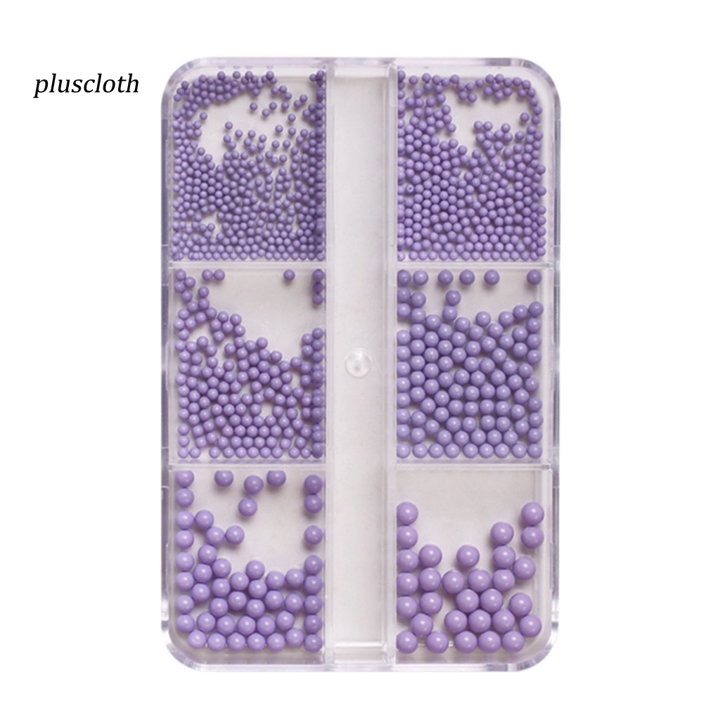 &lt; Pluscloth &gt; Hộp Hạt 3D Trơn Màu Tự Trang Trí Móng Tay Nghệ Thuật Kèm Hộp Đựng