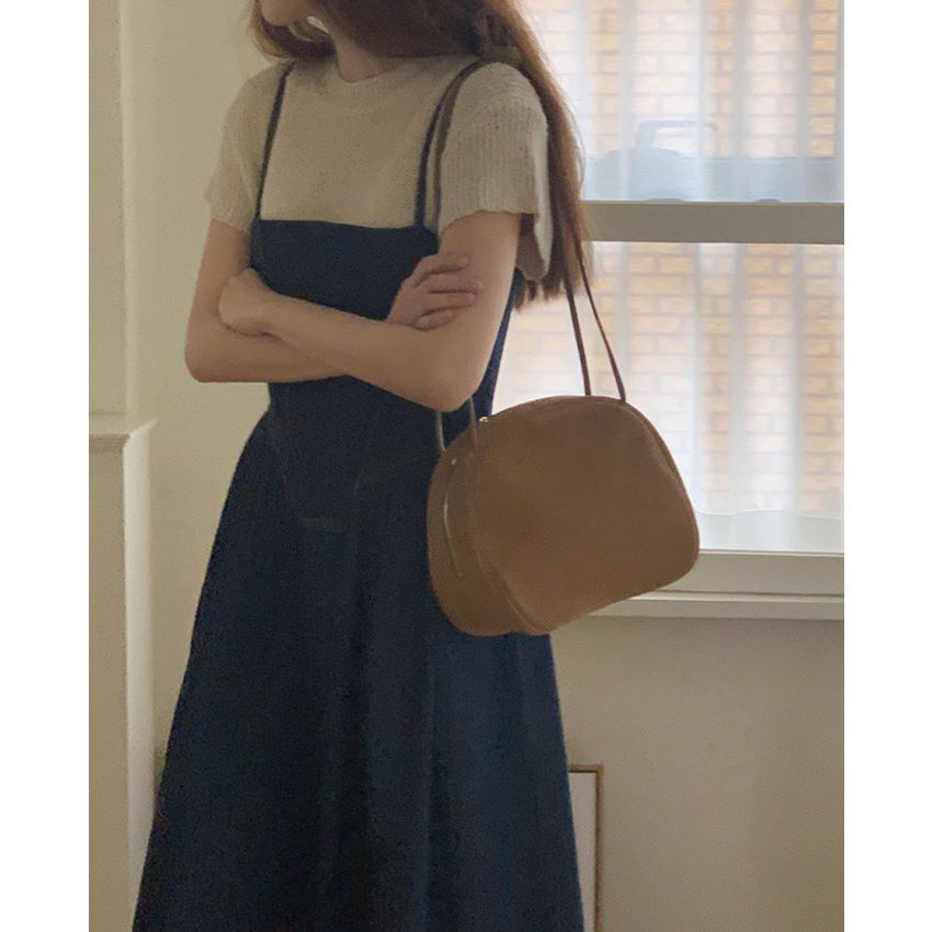 Bộ Áo Dệt Kim + Váy Yếm Denim Lưng Cao Thời Trang Mùa Hè Hàng Mới 2023 Dành Cho Bạn Nữ