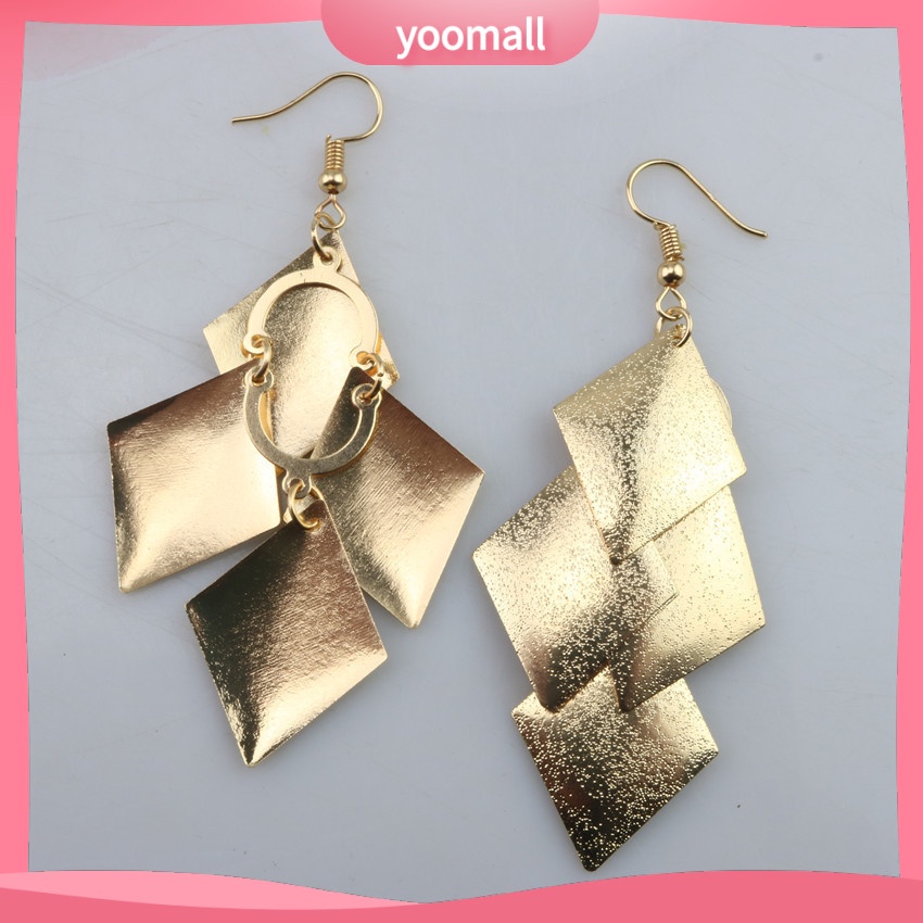 [YM] Khuyên Tai Tua Rua Lá Mờ Hình Thoi Thời Trang