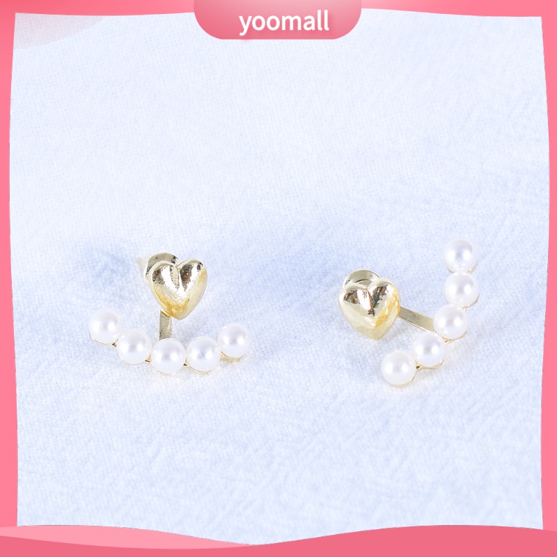 [YM] Cặp Bông Tai Ngọc Trai Hình Trái Tim Sang Trọng Cá Tính Hợp Thời Trang Nhẹ Nhàng Dành Cho Nữ
