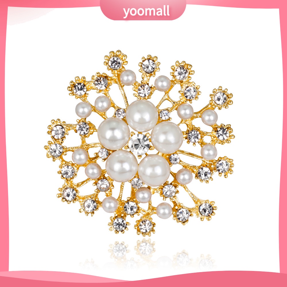 Ghim Cài Áo Hình Bông Tuyết Đính Ngọc Trai Nhân Tạo Thời Trang