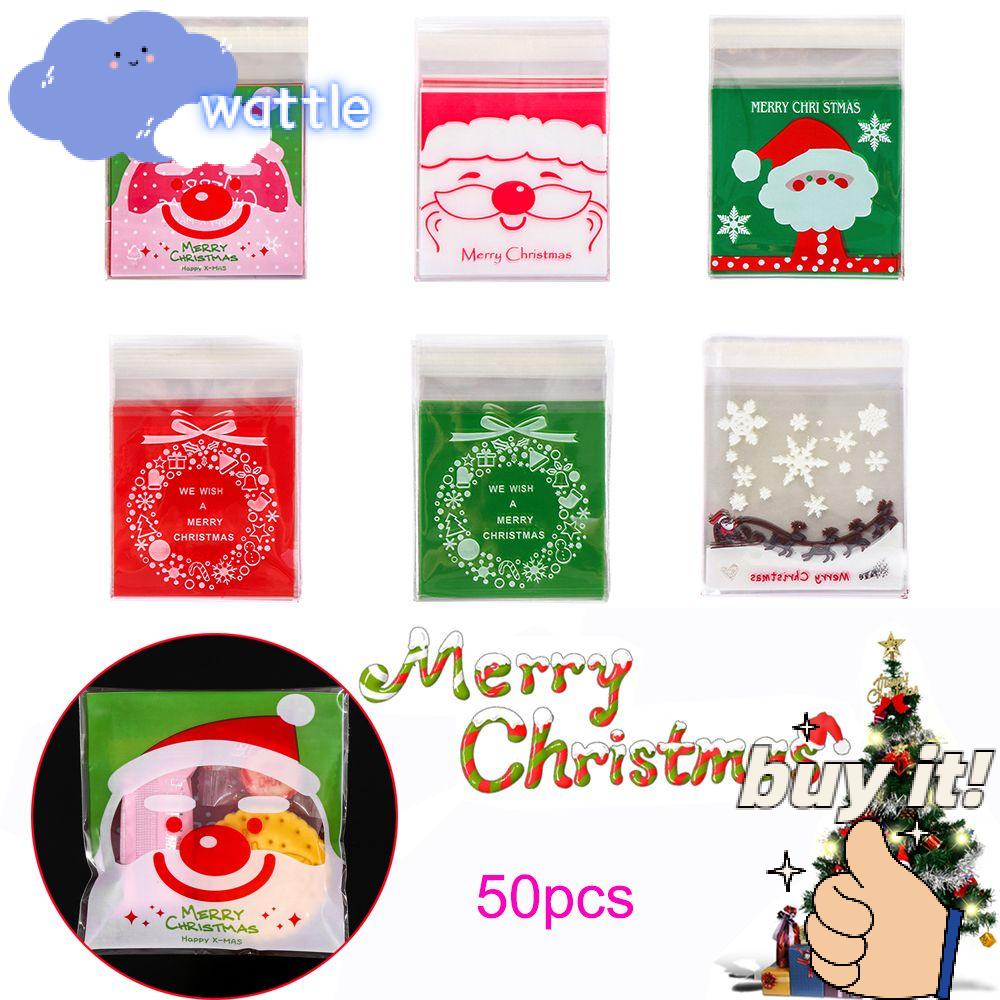 WATTLE 50 Túi Đựng Kẹo Họa Tiết Người Tuyết Thời Trang Giáng Sinh