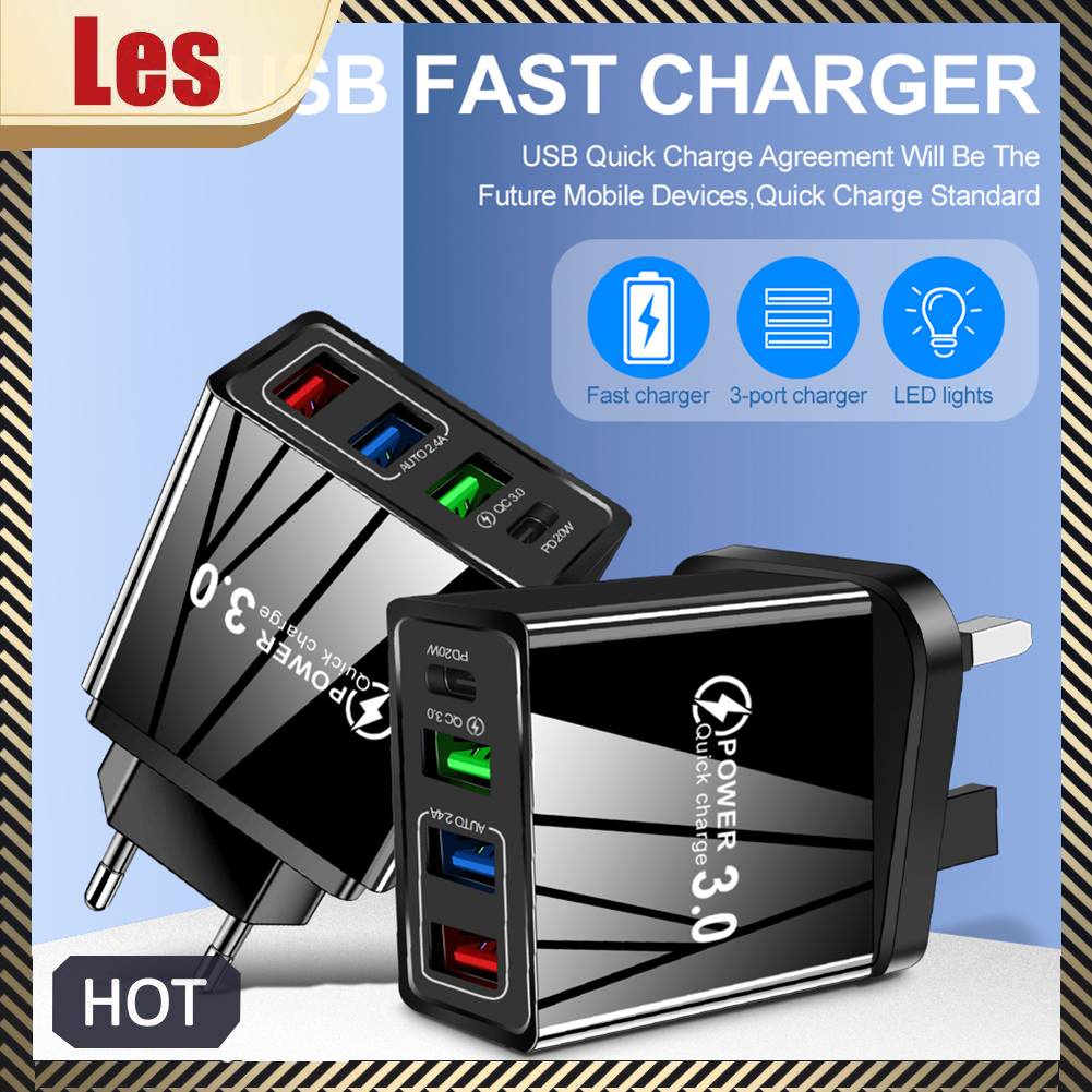 Củ Sạc Nhanh 3 Cổng USB 3.1A PD Type-C Cho Điện Thoại