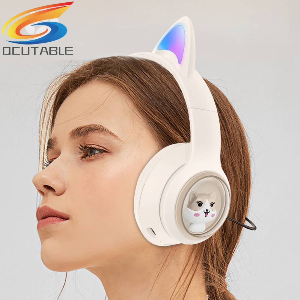 Tai Nghe Bluetooth 5.3 EDR Hình Tai Mèo Dễ Thương