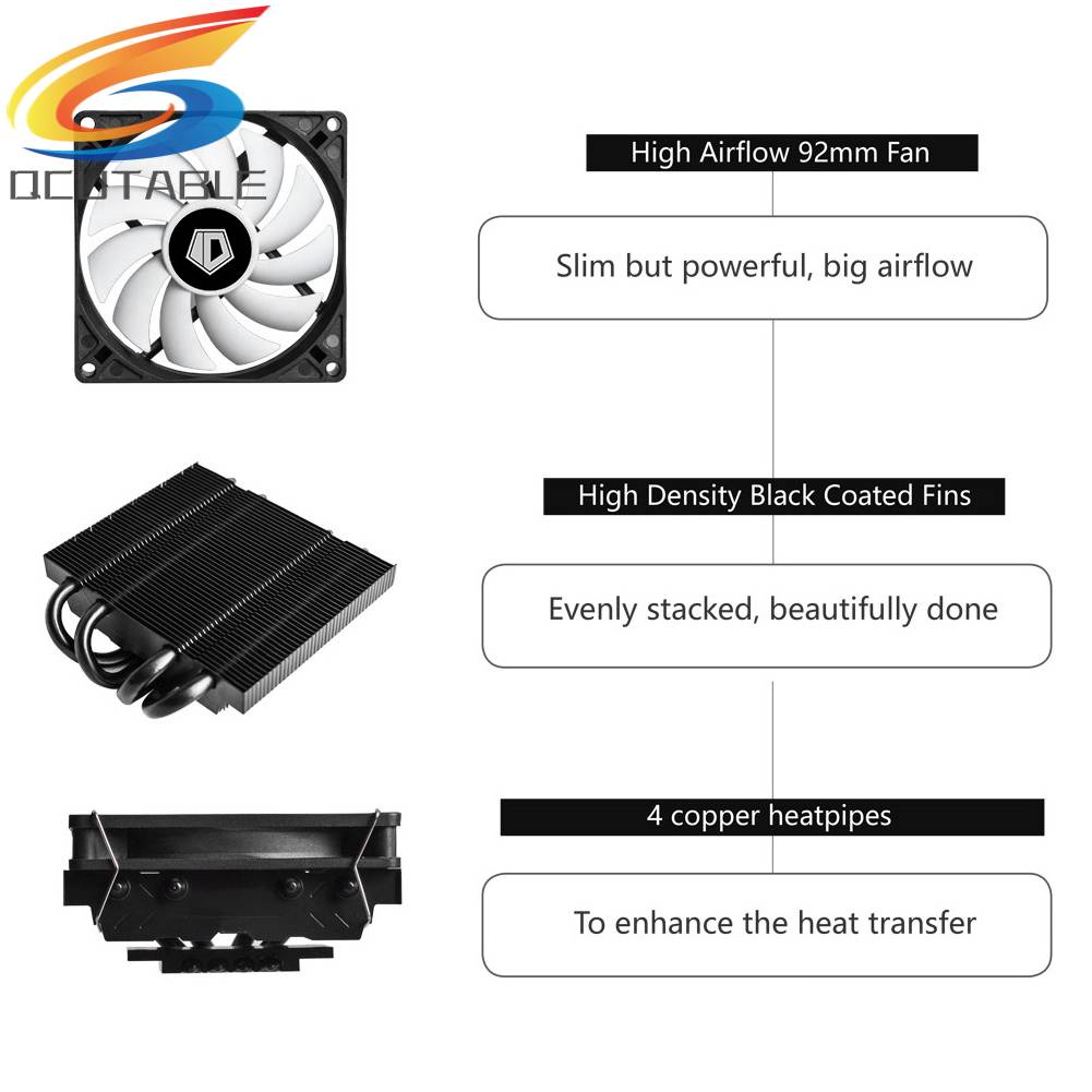 Quạt Tản Nhiệt CPU 4 Ống Dẫn Nhiệt 600-2500RPM 12V DC 60mm
