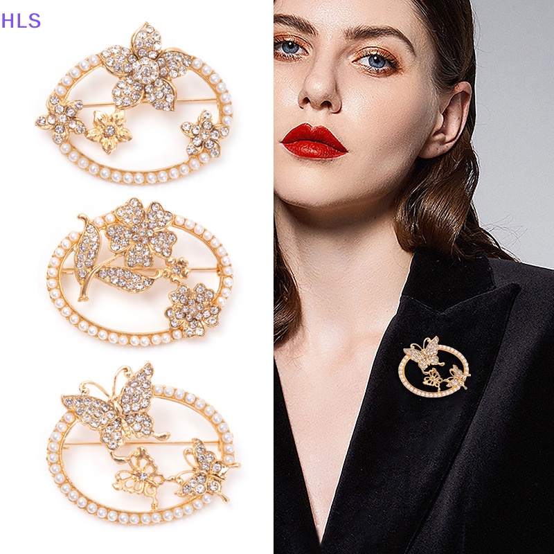 Ghim Cài Áo Hình Tròn Đính Ngọc Trai / Bướm Thời Trang Chống Ánh Sáng