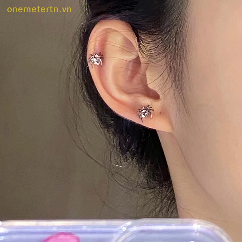 1 Đôi Khuyên Tai Xoắn Ốc Hình Nhện / Trái Tim Đính Đá Zircon Thời Trang Cho Nữ