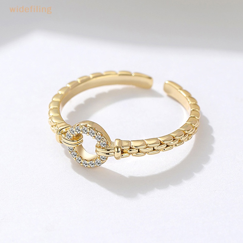 Nhẫn Tròn Hở Đính Đá Zircon Lấp Lánh Bằng Hợp Kim Có Thể Điều Chỉnh Thời Trang Cho Nữ