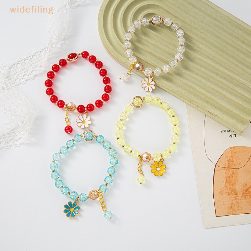 Vòng Tay Chuỗi Hạt Pha Lê Nhiều Màu Họa Tiết Hoa Cúc Thời Trang Cho Nữ