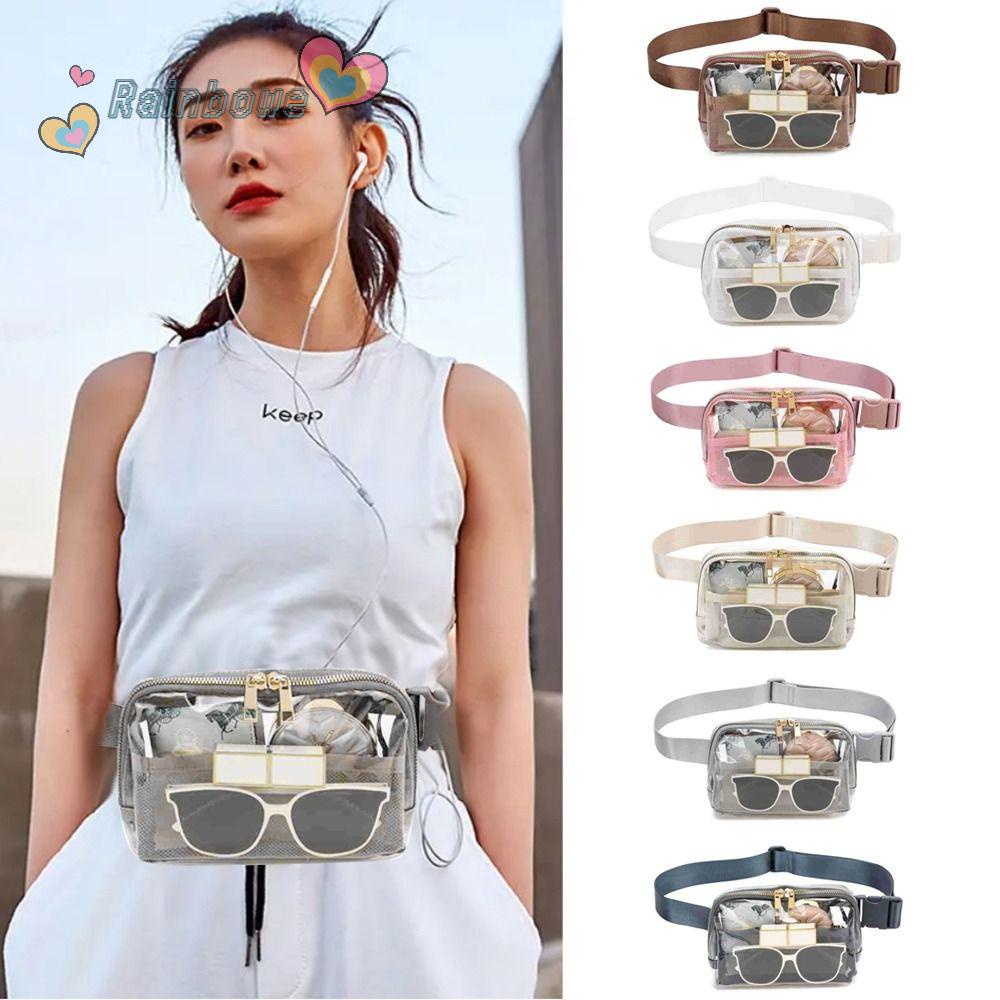 Túi Đeo Hông Bằng Nylon Trong Suốt Màu Cầu Vồng Thời Trang Có Thể Điều Chỉnh Cho Nữ