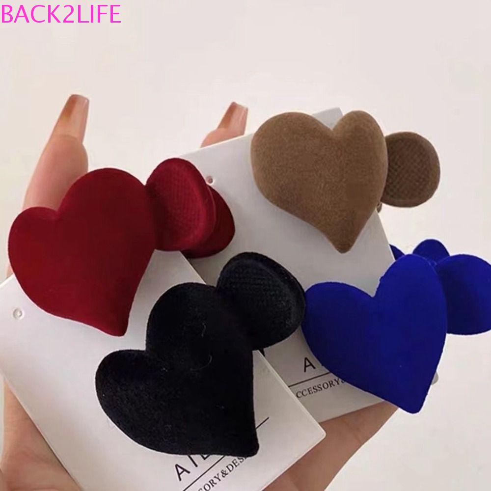 BACK2LIFE Kẹp Tóc Càng Cua Vải Nhung Hình Trái Tim Dễ Thương Sáng Tạo Dành Cho Bạn Nữ Backlife