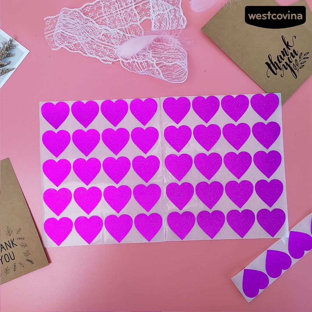 [WSTN]✎Bộ 40 Miếng Dán Trang Trí Hình Trái Tim Lấp Lánh Tháo Gỡ Dễ Dàng