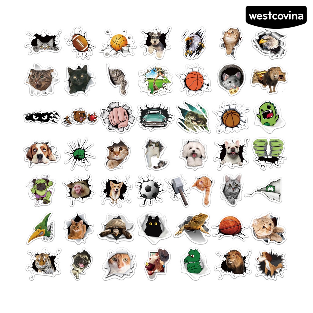 [WSTN]✎Bộ 50 Miếng Dán Tự Dính Hình Mặt Trăng Và Động Vật Trang Trí