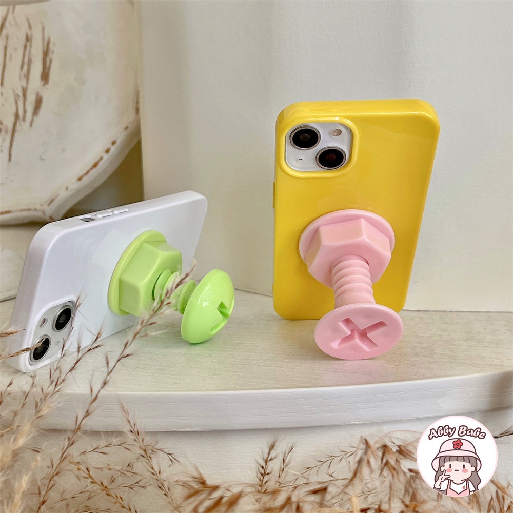 Ốp Điện Thoại TPU Mềm Bóng Trong Suốt Có Giá Đỡ Và Ốc Vít Màu Macaron Chống Va Đập Cho IPhone 14 Pro Max 11