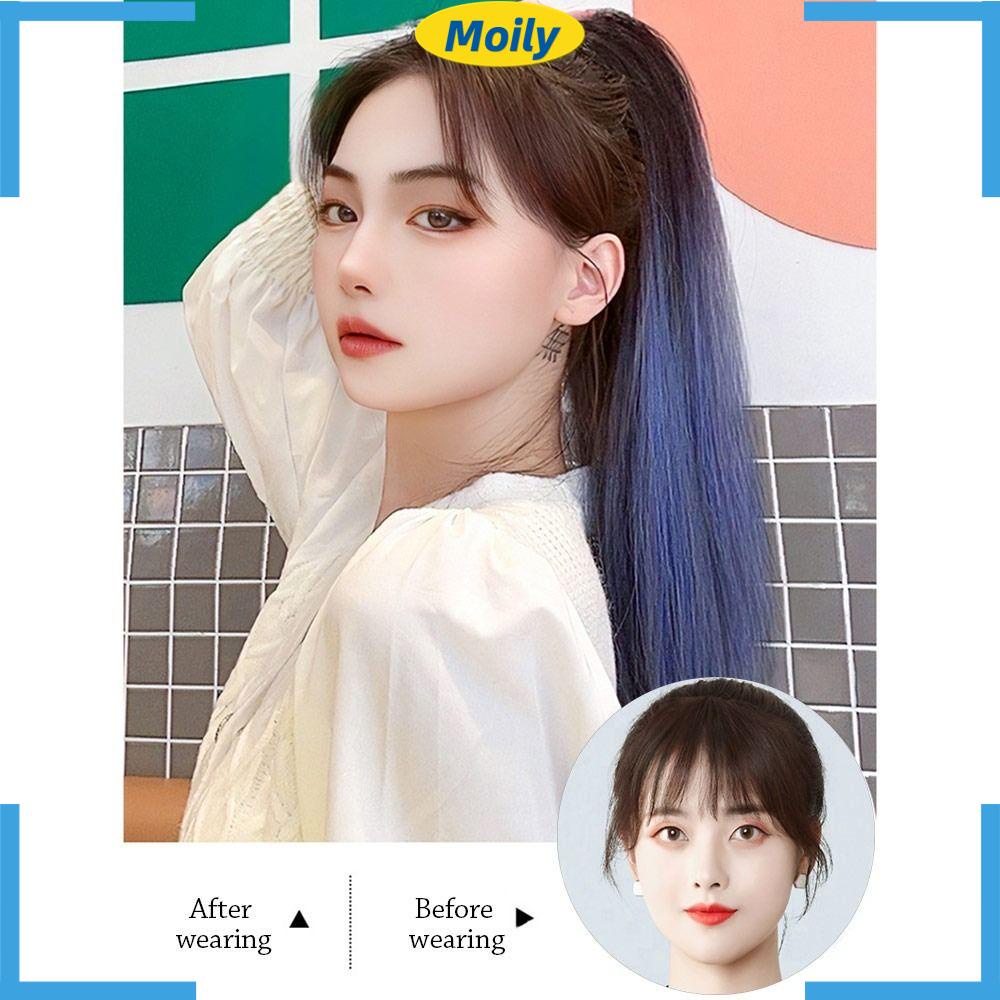MOILYVN Tóc Giả Đuôi Ngựa Thẳng Nhiều Màu Sắc Gradient