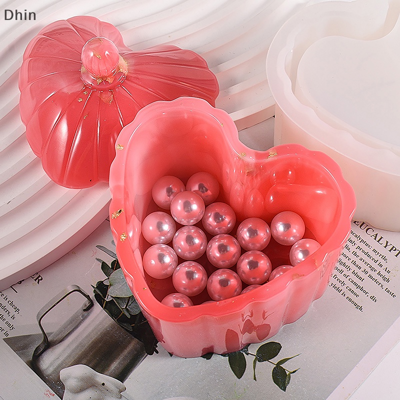 [Dhin] Hộp Đựng Đồ Trang Trí Để Bàn Bằng Silicone Có Nắp Họa Tiết Sọc Trái Tim DIY