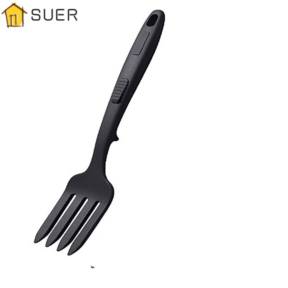 Set 2 Nĩa Trộn Linh Hoạt Màu Đen Hình Quả Trứng Nĩa Silicone Cách Nhiệt Màu Đỏ Chuyên Dụng Cho Ăn Uống