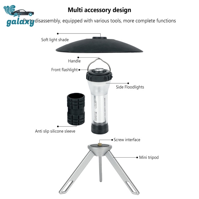 Galaxy Đèn Pin Cắm Trại 3 Chế Độ Kèm Móc Tiện Lợi