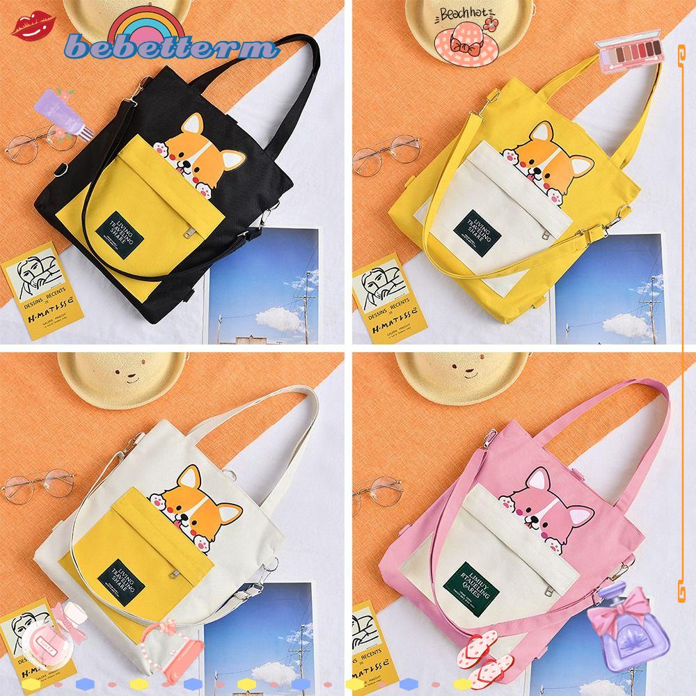 BEBETTERM Túi Đeo Chéo Vải Bố Họa Tiết Hoạt Hình