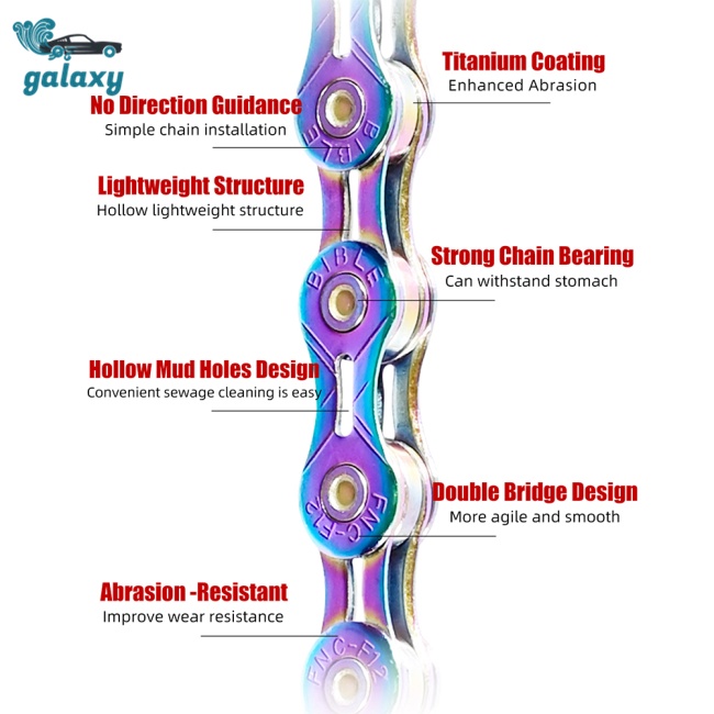 Galaxy Dây Xích Xe Đạp Leo Núi 8 / 10 / 11 / 12 Siêu Nhẹ Nhiều Màu Tùy Chọn