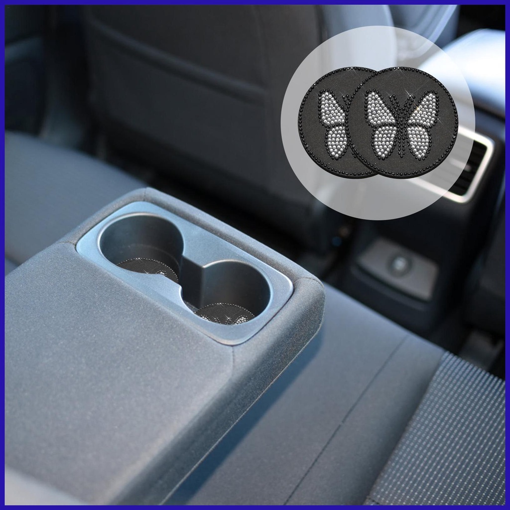 Đế Lót Ly Dày Cách Nhiệt Chống Trượt Hình Bướm Lấp Lánh Thông Dụng Cho Xe Hơi