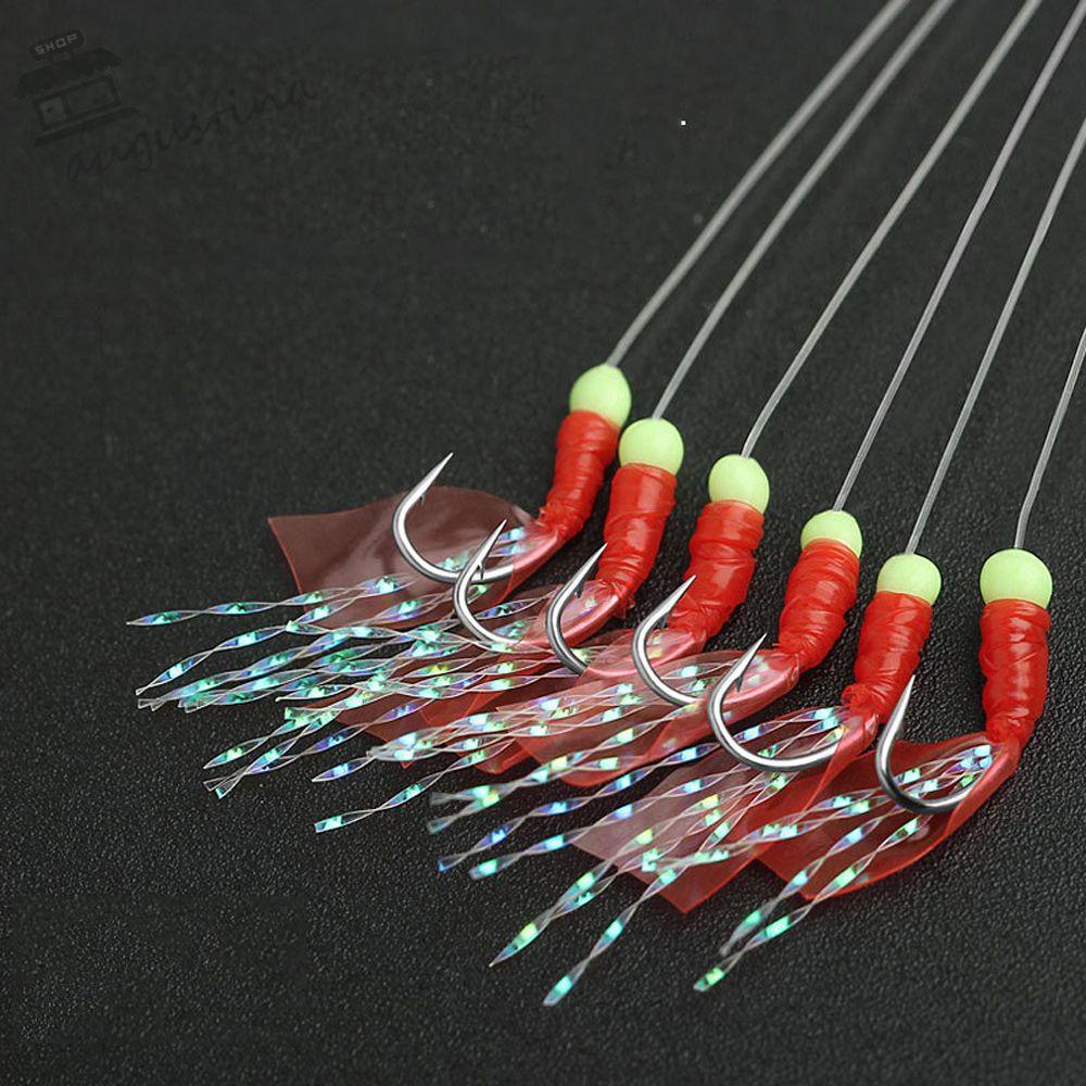 AUGUSTINA Bộ Mồi Câu Cá Giả Hình Tôm Dạ Quang Kèm 6 Móc Câu