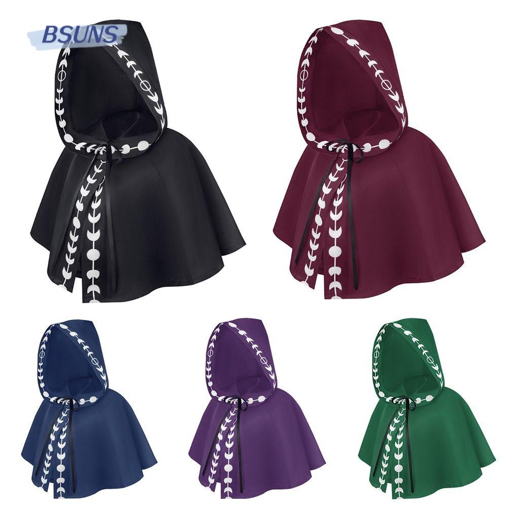 Bsuns Medieval Áo Choàng Poncho Có Mũ Trùm Vai Màu Trơn Vui Nhộn Phong Cách Trung Cổ Cho Nam Và Nữ