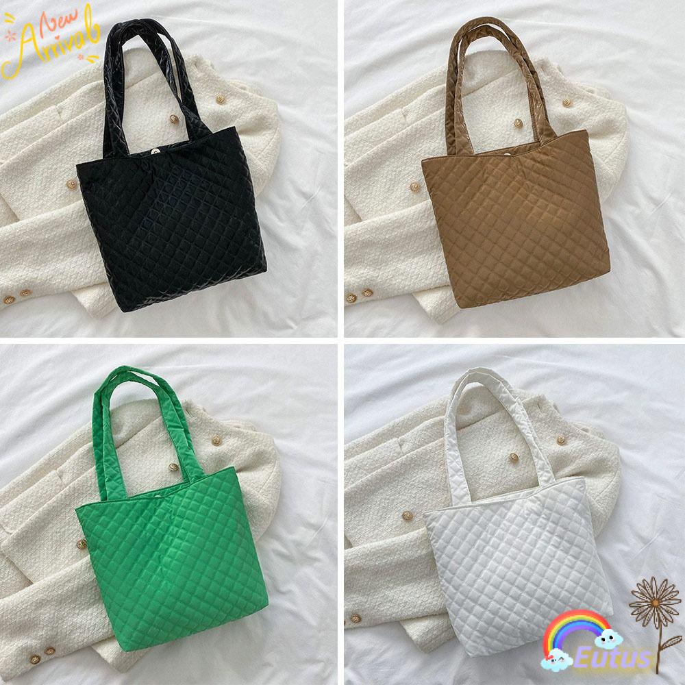 Túi Xách Cotton Nylon Sức Chứa Lớn Màu Trơn Thời Trang Mùa Đông