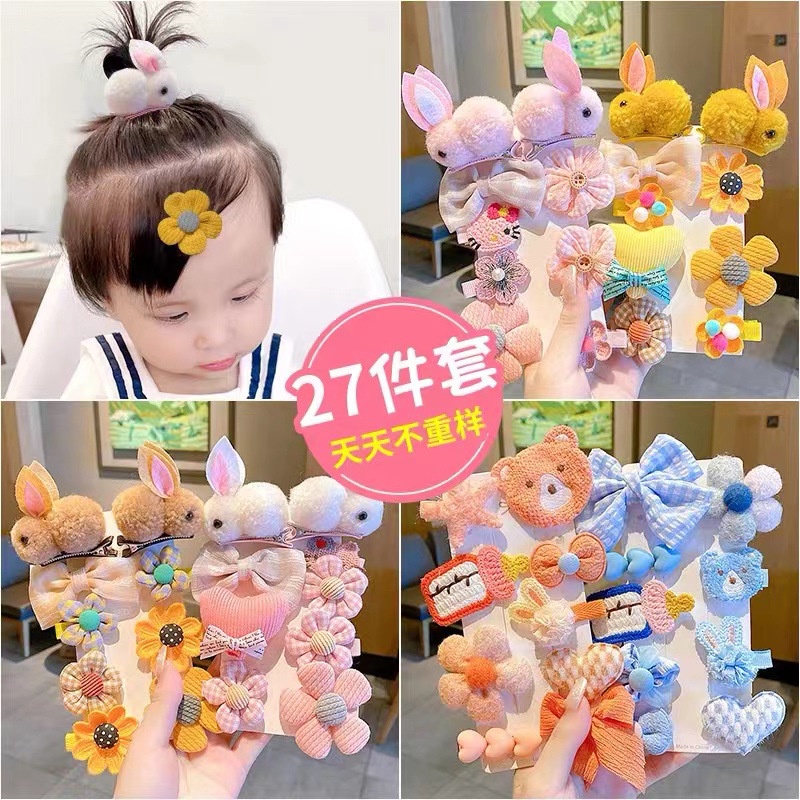 Bộ Kẹp Tóc Vải Bông Công Chúa Hoạt Hình Dễ Thương Thời Trang Thu Đông Cho Bé Gái