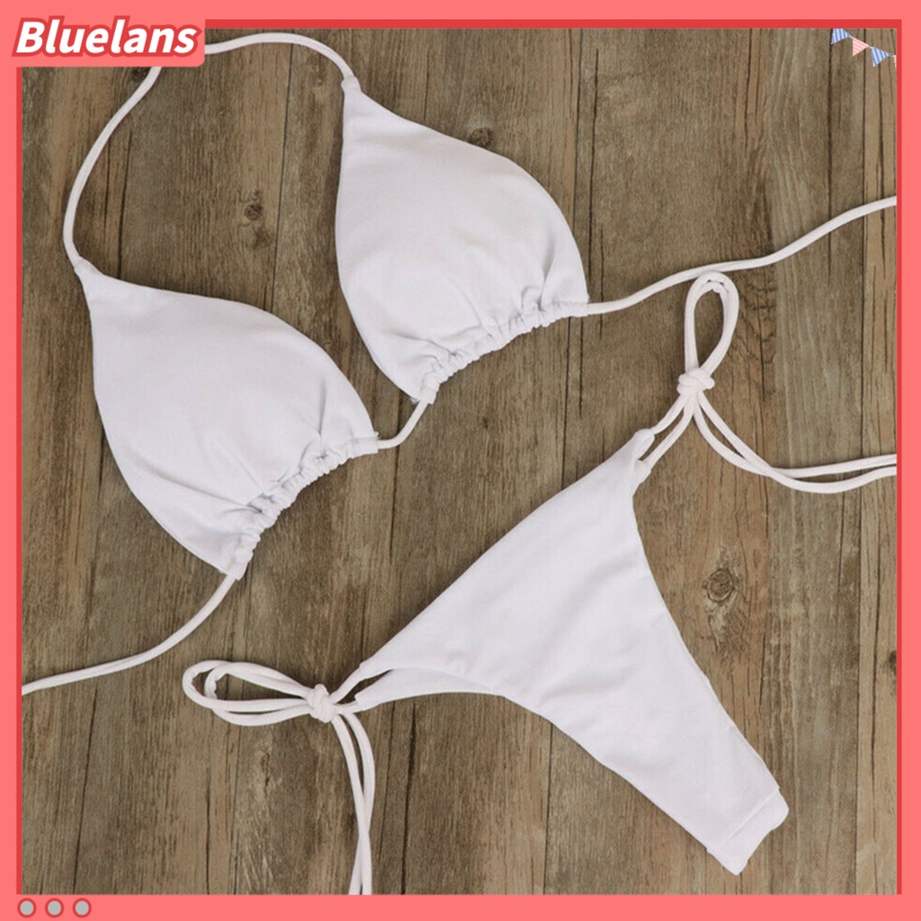 Bộ Bikini 2 Mảnh Dây Đeo Cổ Màu Sắc Thời Trang Cho Nữ