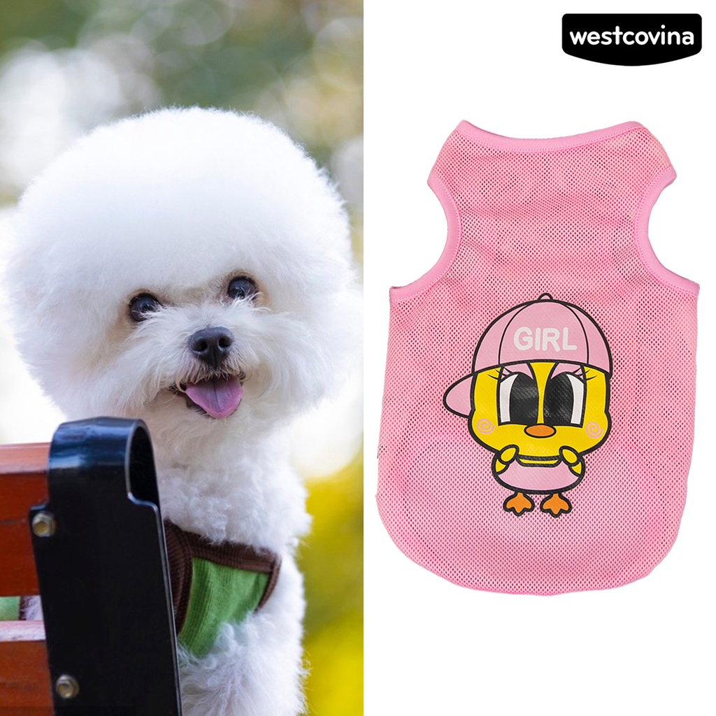 [COD]♞Áo Khoác Bằng Polyester Siêu Mỏng Không Tay Chống Nắng In Họa Tiết Hoạt Hình Cho Thú Cưng