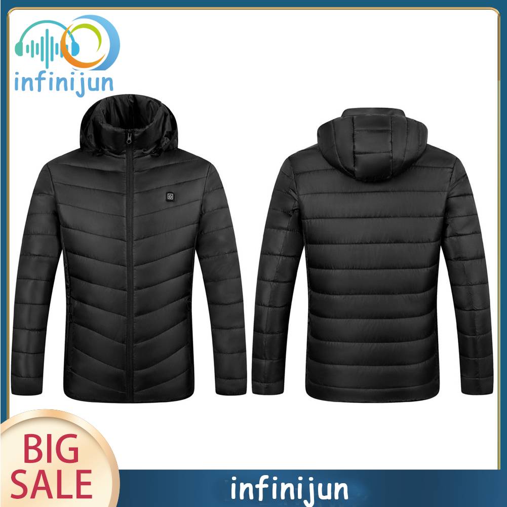 Áo Khoác Giữ Ấm Chạy Điện 9 Khu Vực USB Thời Trang Mùa Đông Cho Nam
