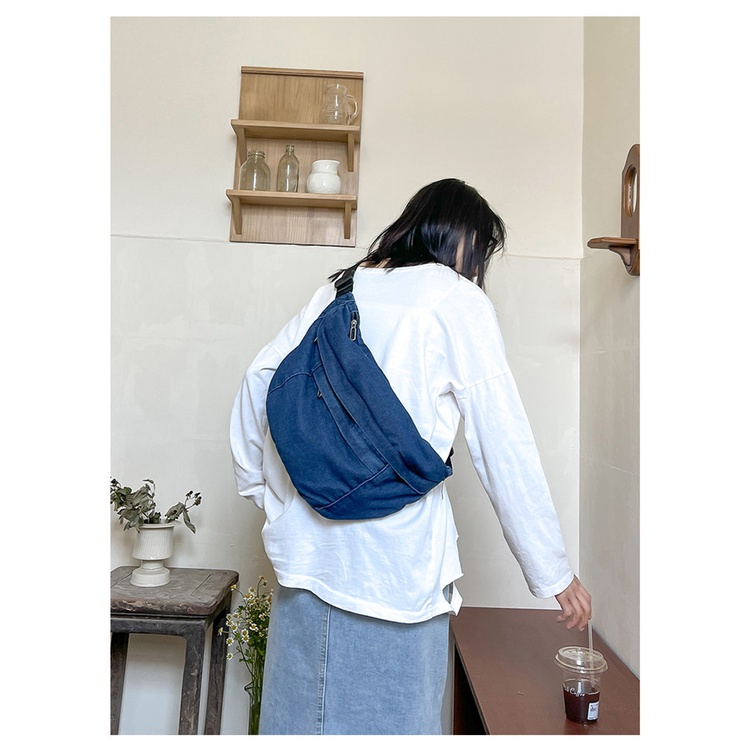 Túi Đeo Hông Vải Canvas Màu Sắc Retro Phong Cách Hàn Quốc Dành Cho Nam Và Nữ