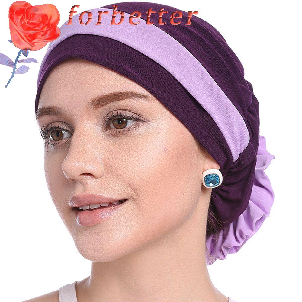 FORBETTER Khăn Trùm Đầu Hijab Bằng Satin Màu Trơn In Họa Tiết Hoa Đơn Giản Thời Trang Cho Nữ
