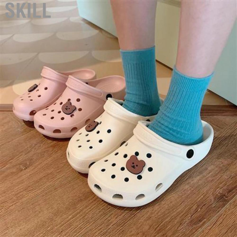 Skill Lovely Clogs Shoes Two Wear Prevent Slip Cute Pattern Casual Summer Slippers for Women
