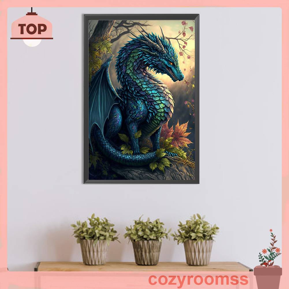 Tranh Đính Đá Kim Cương Toàn Bộ 5D DIY Hình Vẽ Rồng Trang Trí Nhà Cửa