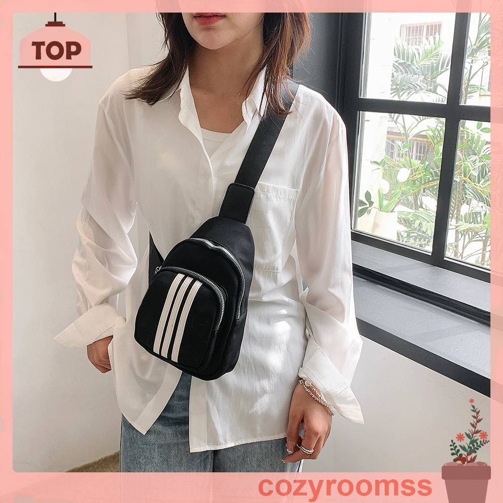Túi Đeo Chéo Ngực / Hông Bằng Nylon Họa Tiết Kẻ Sọc Thời Trang Cho Nữ
