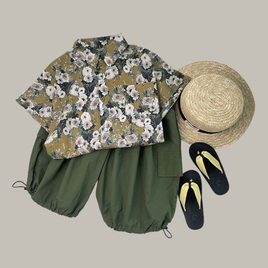 Áo Sơ Mi Ngắn Tay Họa Tiết Hoa Phong Cách Hàn Quốc Thời Trang Mùa Hè Cho Bé Trai