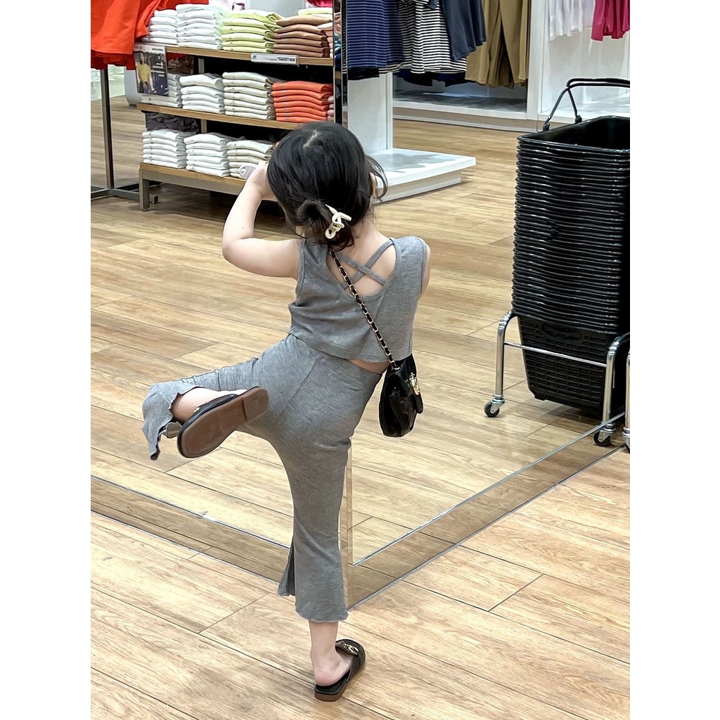 Áo Thun Sát Nách Hở Lưng Mùa Hè Phong Cách Hàn Quốc Cho Bé Gái