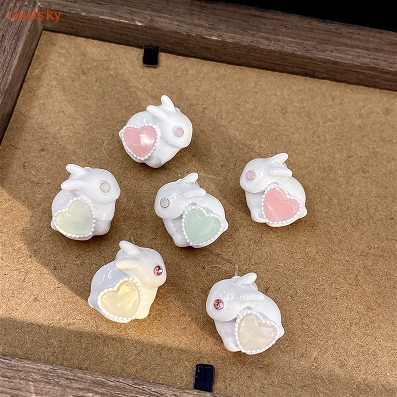 Bông Tai Hình Thỏ Hoạt Hình Trái Tim Pha Lê Ngọt Ngào Cho Nữ