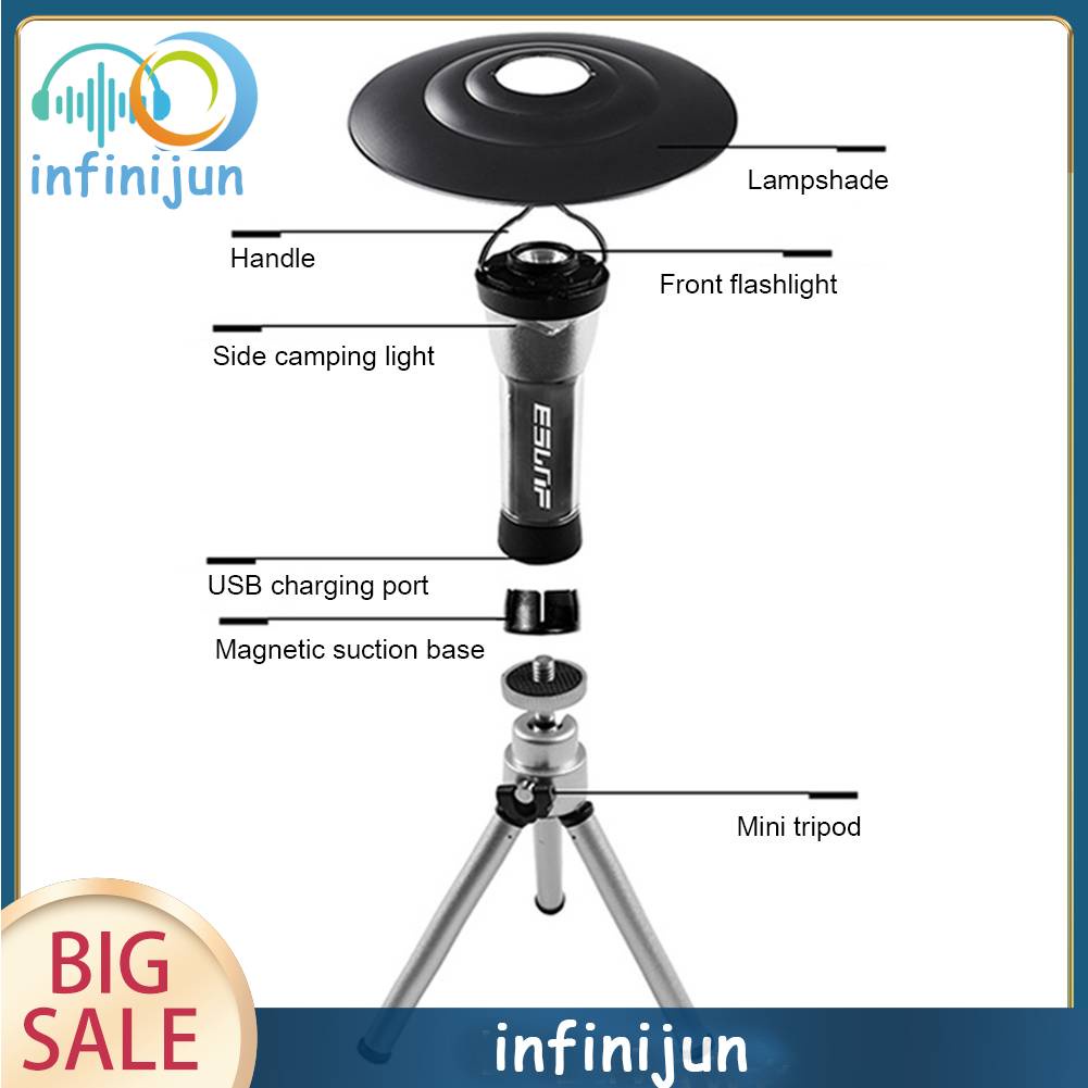 Đèn LED Cắm Trại Chống Nước Màu Đen