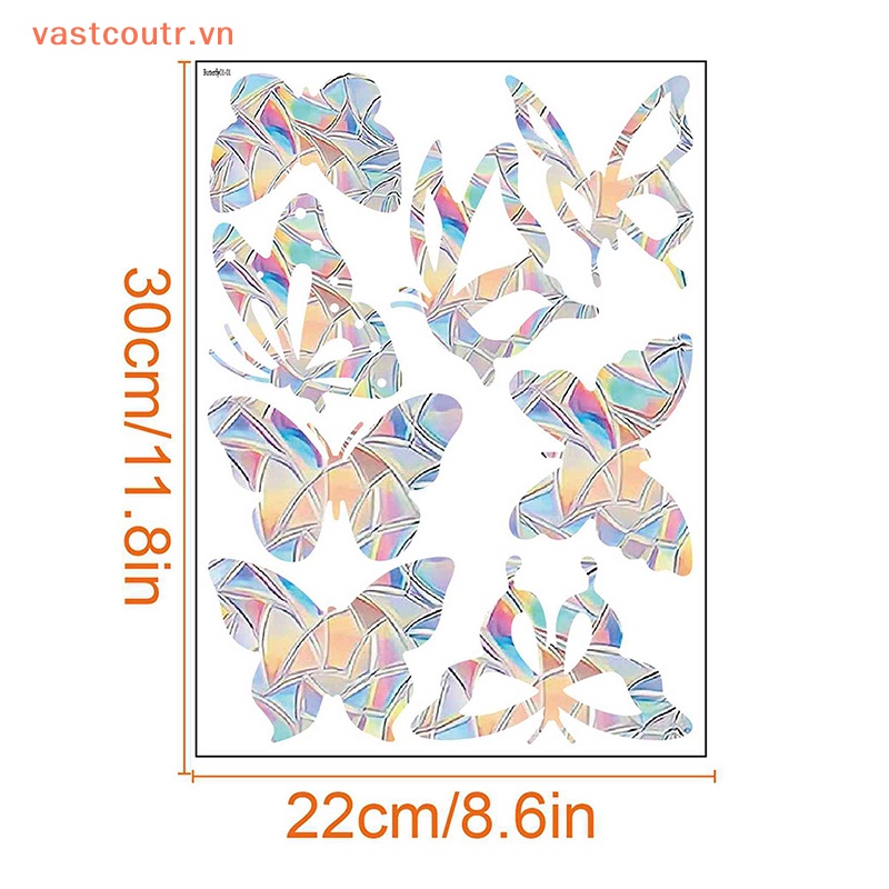 1 Set Sticker Dán Kính Tĩnh Điện Hình Bướm