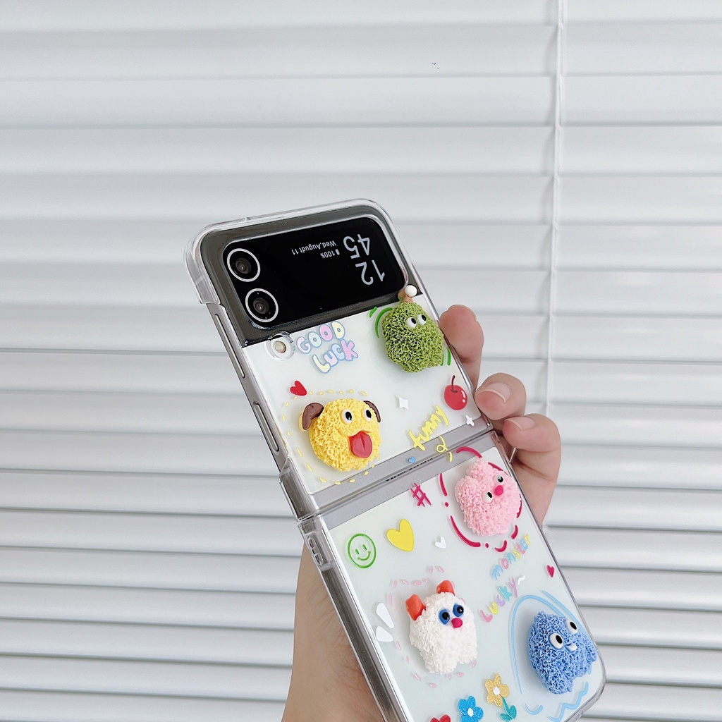 Ốp Điện Thoại Cứng Họa Tiết Hoạt Hình 3D Có Dây Đeo Cho Samsung Galaxy Z Flip4 Z Flip3 Samsung Z Flip4 Z Flip3