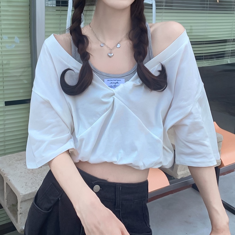 NZN Áo Thun Tay Ngắn Giả Hai Lớp Mẫu Mới Thời Trang Mùa Hè Dành Cho Nữ